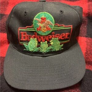 Budweiser Black Cap with Embroidered FROGS logo Vintage 1994